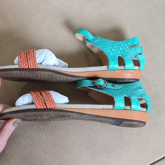 Pikolinos Turquoise and Coral Sandals Size 40 - Picture 6 of 11